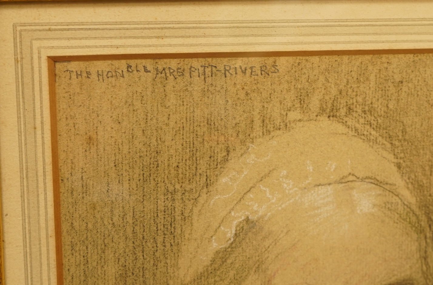 Frederick Beaumont (1861-1954), Portrait of The Honourable Mrs Pitt-Rivers, signed, inscribed and dated 1899, pastel, 25 x 20cm